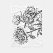 Peony-inkttekening Fleece Deken (Voorkant)