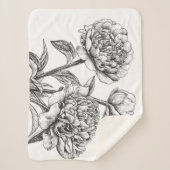 Peony-inkttekening Sherpa Deken (Voorkant)