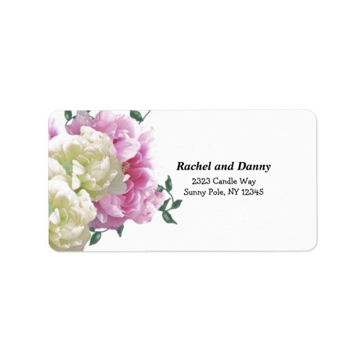 Peony Ivory et Étiquette de adresse rose (Devant)