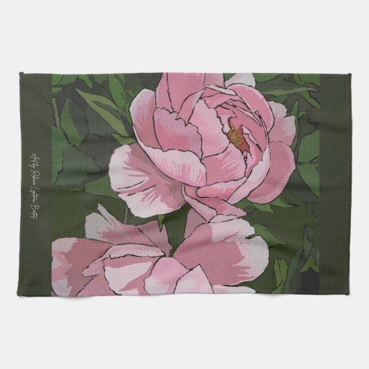 Peony keukenhanddoek (Horizontaal)