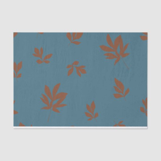 Peony Leaves Blauw & Rust Tissuepapier (Voorkant)