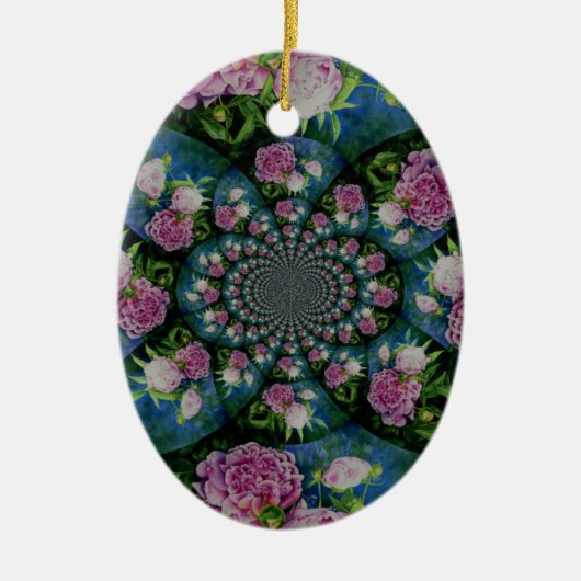 Peony Mandala Keramisch Ornament (Voorkant)
