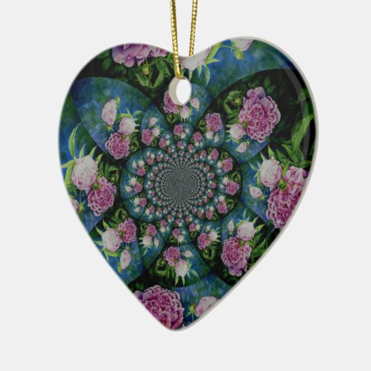Peony mandala keramisch ornament (Links)