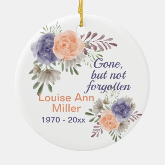 Peony Memorial Gone, niet vergeten Keramisch Ornament (Achterkant)