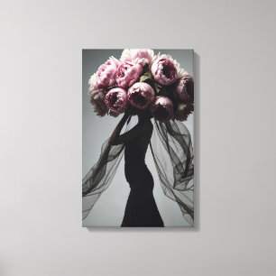 Peony Mode Portrait Canvas Afdruk