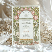 Peony Nouveau Faire-part de mariage Alphonse Mucha