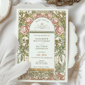 Peony Nouveau Faire-part de mariage Alphonse Mucha