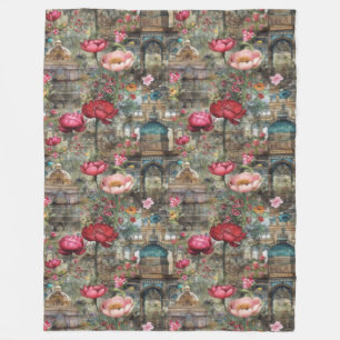 Peony Palace tuinen Fleece Deken