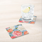 Peony Pattern Vierkante Kartonnen Onderzetter (Insitu)