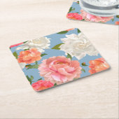 Peony Pattern Vierkante Kartonnen Onderzetter (Schuin)