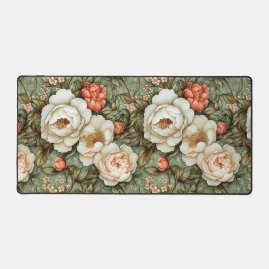  Peony Peach & Cream  Bloempatroon Bureaumat (Voorkant)