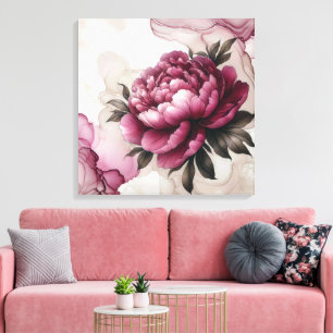 Peony Pink Abstract Canvas Afdruk
