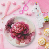 Peony Pink Alcoholinkt Abstract Papieren Bordje (Feest)