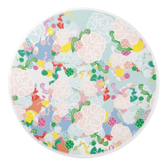 Peony pink keramische knop (Voorkant)