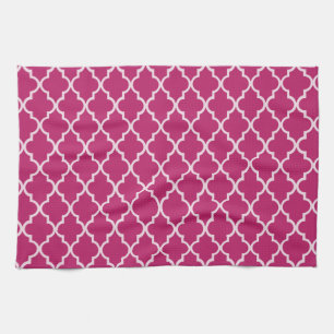 Peony Red en White Moroccan Trellis Pattern Theedoek