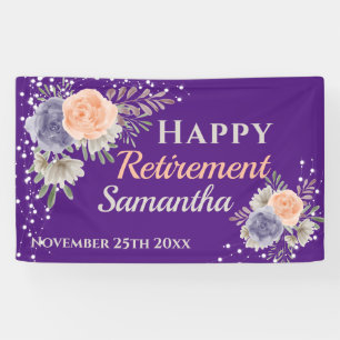 Peony Roos Floral Retirement Paarse Banner