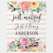 Peony Roos Net getrouwd Aankondiging Foto Prop. Fleece Deken (Voorkant)