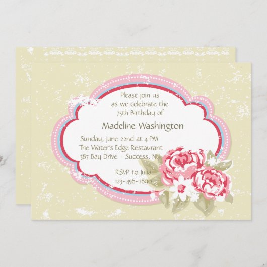 Peony rose (2) Invitation (Devant / Derrière)