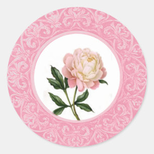 Peony rose avec autocollant de bordure fantaisie