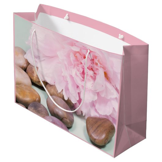 Peony rose Avec Rocks Zen Sac Cadeau (Dos Angle)
