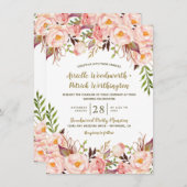 Peony Rose Blush et Gold Wedding Invitations (Devant / Derrière)