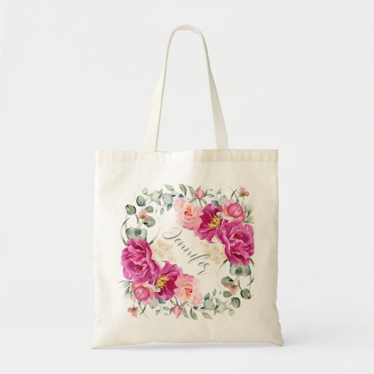 Peony & Rose Eucalyptus Sac fourre-tout vert (Devant)