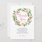 Peony rose Floral Wreath Anniversaire Merci Cartes (Devant)