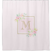 Peony rose Personnalisé Monogramme Douche Rideau (Devant)