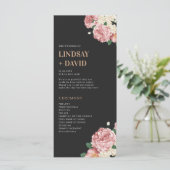 Peony Roses sur Black Wedding Ceremony Programme (Debout devant)