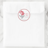 Peony rouge sur blanc avec Sticker rond de 1,5 po (Sac)