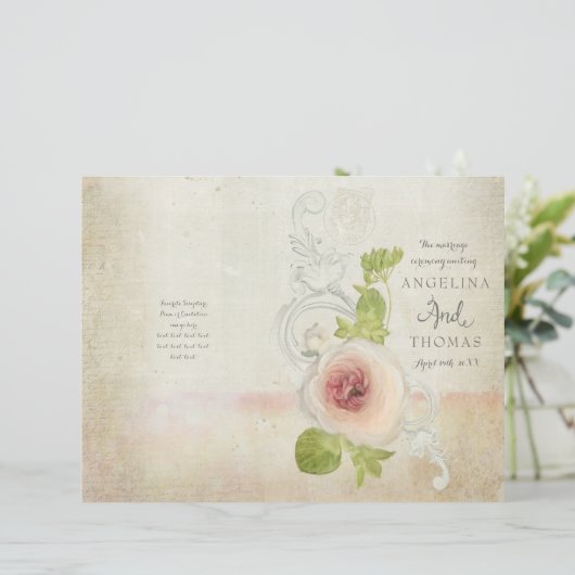 Peony Scroll  - Formal Wedding Programme (Staand voorkant)