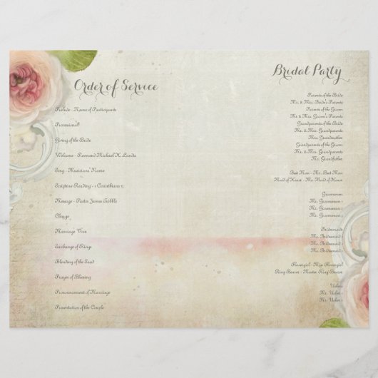 Peony Scroll  - Formal Wedding Programme (Achterkant)
