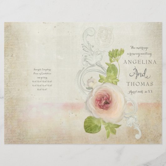 Peony Scroll Vintage - Programme de mariage formel (Devant)