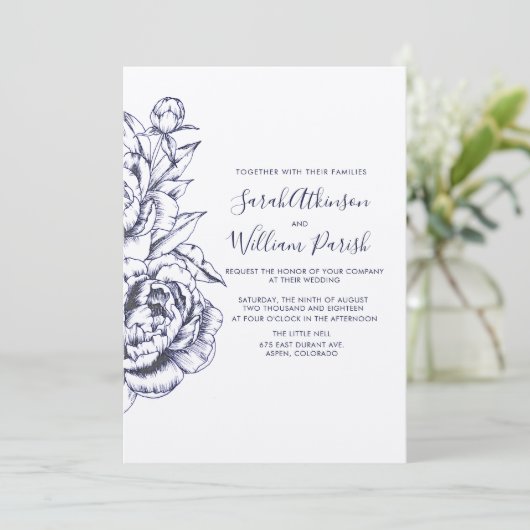 Peony Simple Faire-part de mariage (Debout devant)