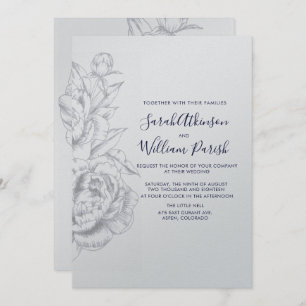 Peony Simple Wedding Invitation Kaart