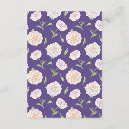 Peony Violet Violet Mariage Cartes d'information (Dos)