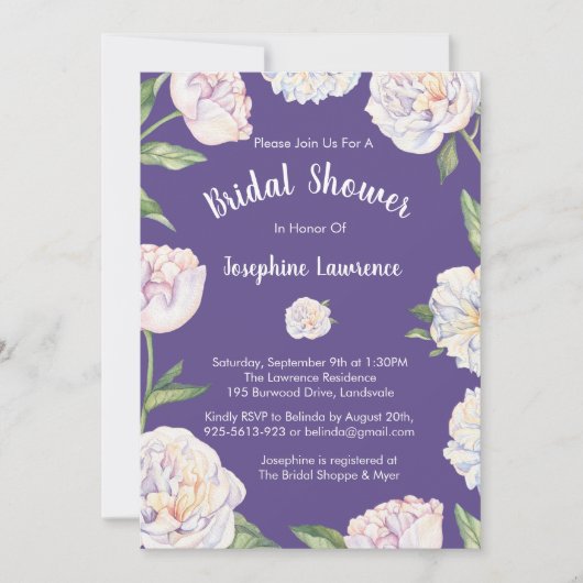 Peony Violet violet violet nuptiale Invitations de (Devant)