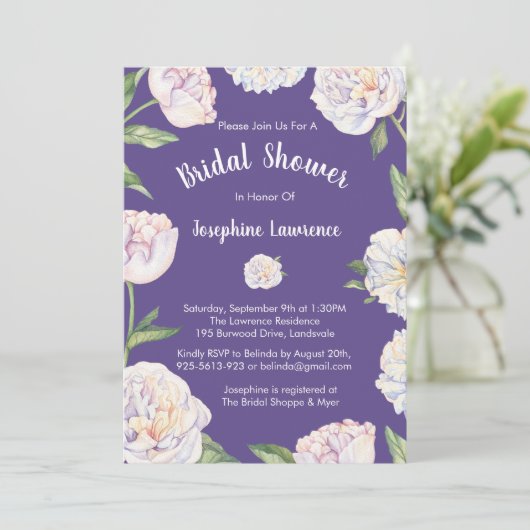 Peony Violet violet violet nuptiale Invitations de (Debout devant)