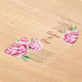 Peony Wedding Acryl Uitnodigingen (Laagn)