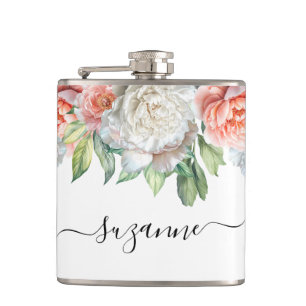 Peony Wedding Bruids Bachelorette Naam Heupfles