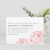 Peony Wedding Invitation Kaart (Staand voorkant)