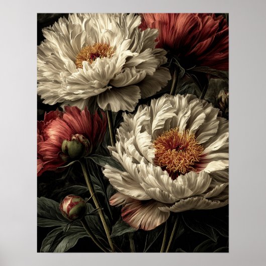 Peony wild flowers poster (Voorkant)