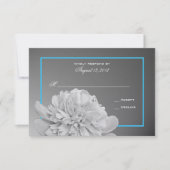 Peony wit en zwart met  kleur RSVP kaartje (Voorkant)