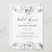 Peonys noir et blanc Invitation à la douche nuptia (Devant)