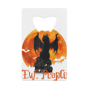 People Black Cat Bat Wings Halloween Kredietkaart Flessenopener
