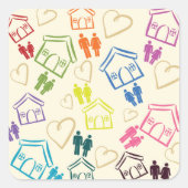People Love Houses Square Sticker (Voorkant)