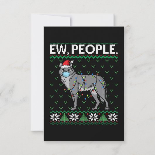 People Wolf Santa Wolf Face Mask Ugly Kerstmis Bedankkaart (Voorkant)