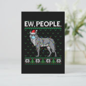 People Wolf Santa Wolf Face Mask Ugly Kerstmis Bedankkaart (Staand voorkant)