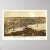 Peoria, IL Panoramic Map - 1867 Poster (Voorkant)