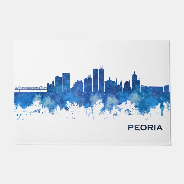 Peoria Illinois Skyline Blue Deurmat (Voorkant)